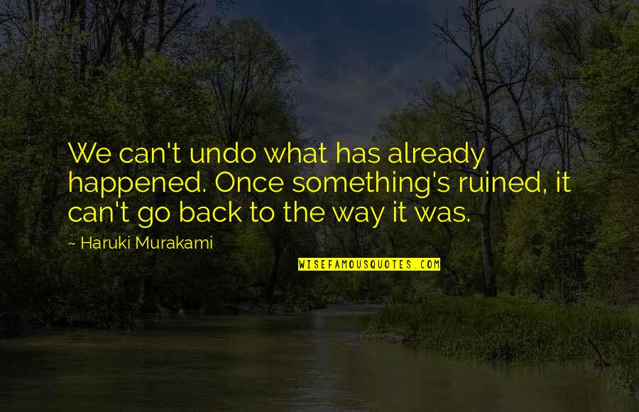 Seeing The Good In The World Quotes By Haruki Murakami: We can't undo what has already happened. Once