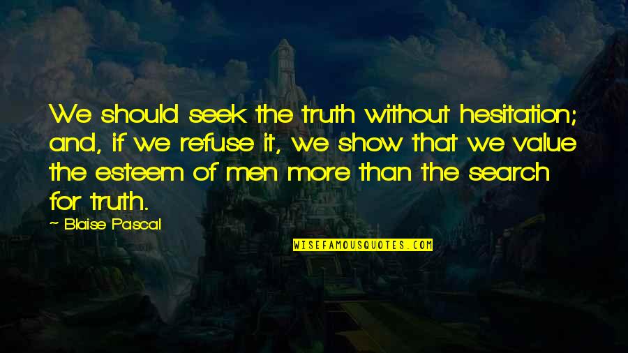 Seek The Truth Quotes By Blaise Pascal: We should seek the truth without hesitation; and,