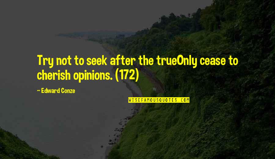 Seek The Truth Quotes By Edward Conze: Try not to seek after the trueOnly cease