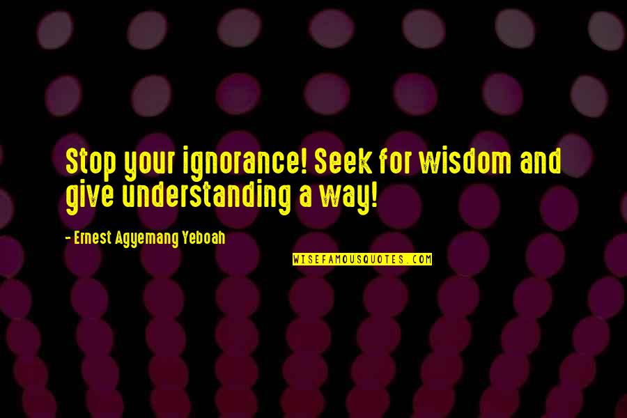 Seek Wisdom Quotes By Ernest Agyemang Yeboah: Stop your ignorance! Seek for wisdom and give