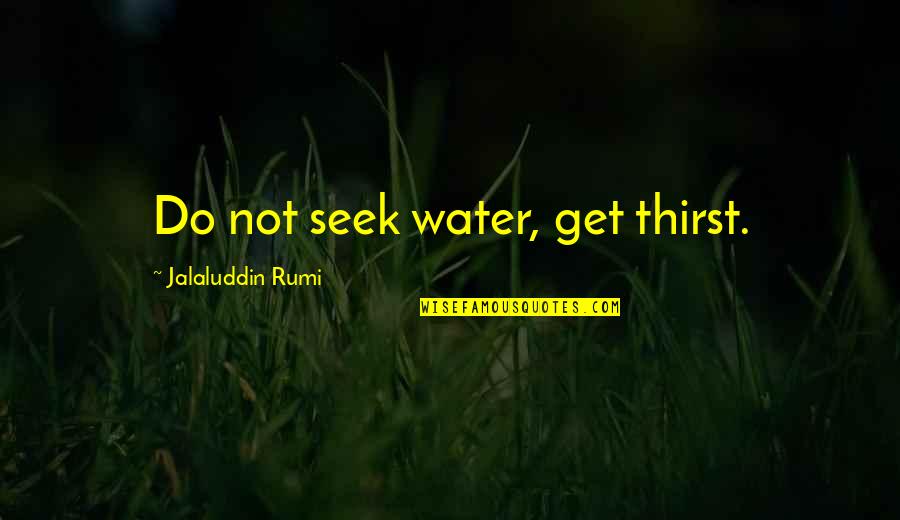 Seek Wisdom Quotes By Jalaluddin Rumi: Do not seek water, get thirst.