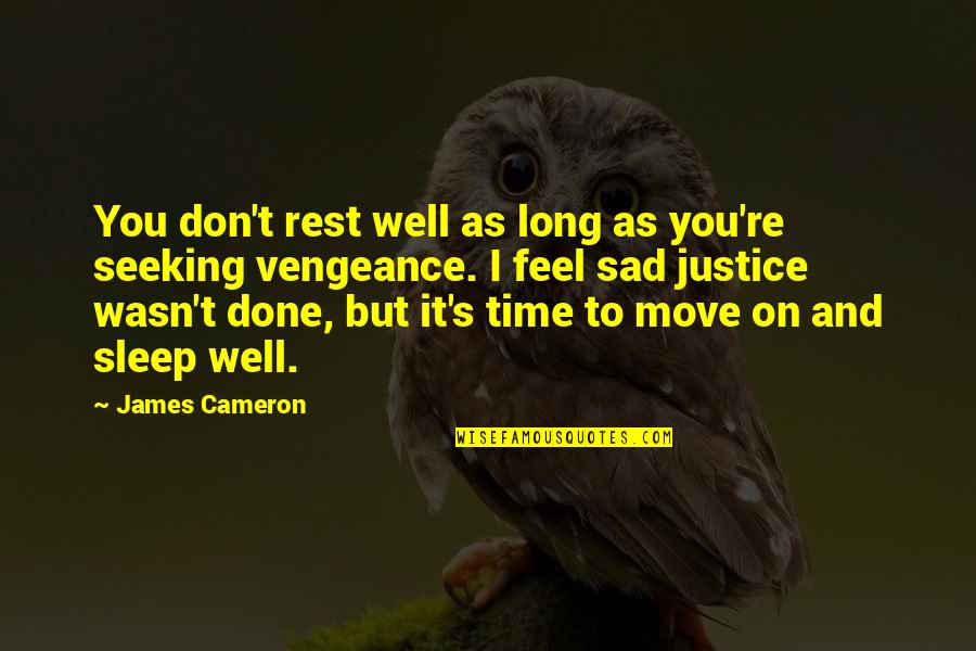 Seeking Justice Quotes By James Cameron: You don't rest well as long as you're