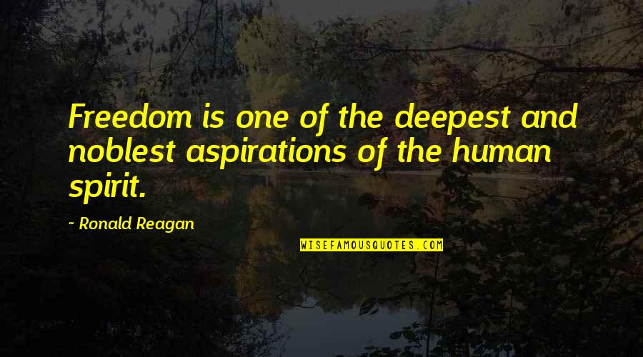 Seeman Speech Quotes By Ronald Reagan: Freedom is one of the deepest and noblest