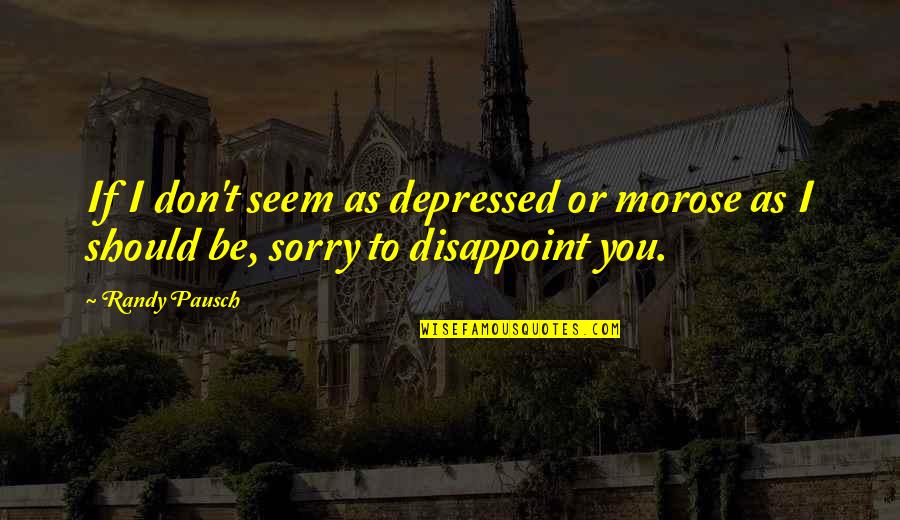 Seem'st Quotes By Randy Pausch: If I don't seem as depressed or morose