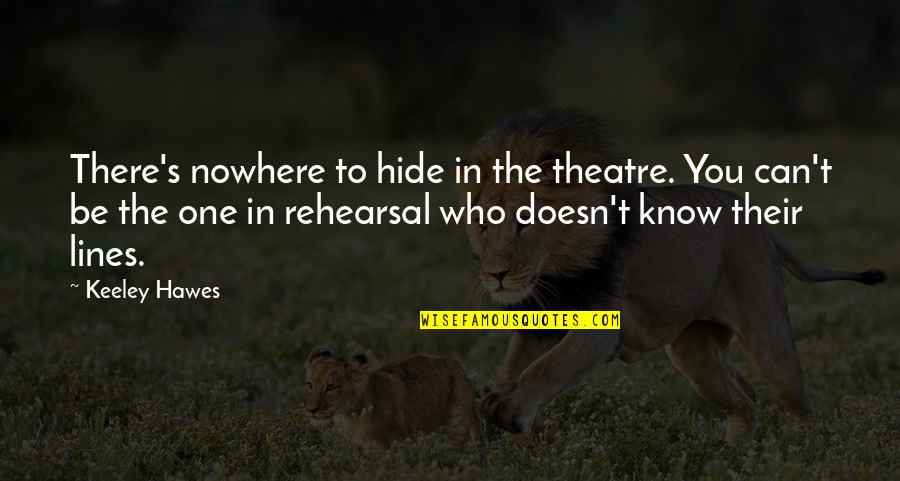 Seeonee Hills Quotes By Keeley Hawes: There's nowhere to hide in the theatre. You Seeonee Hills Quotes By Keeley Hawes: There's nowhere to hide in the theatre. You