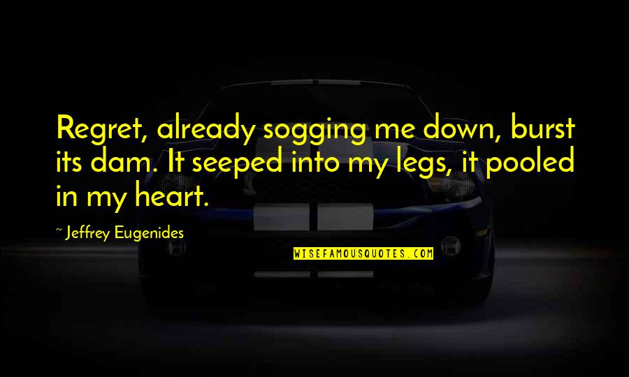 Seeped Quotes By Jeffrey Eugenides: Regret, already sogging me down, burst its dam.