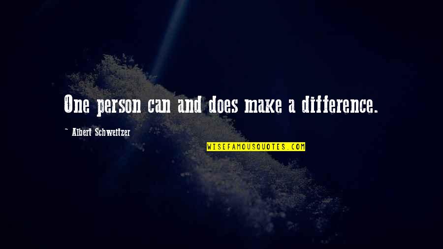 Seethalakshmi Parthiban Quotes By Albert Schweitzer: One person can and does make a difference. Seethalakshmi Parthiban Quotes By Albert Schweitzer: One person can and does make a difference.