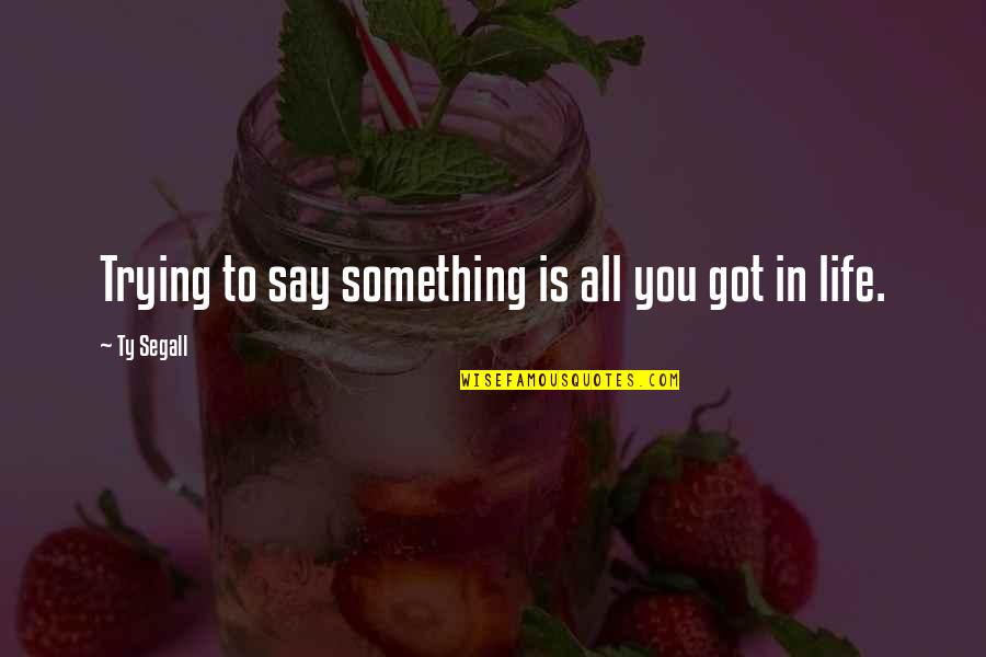 Segall Quotes By Ty Segall: Trying to say something is all you got Segall Quotes By Ty Segall: Trying to say something is all you got