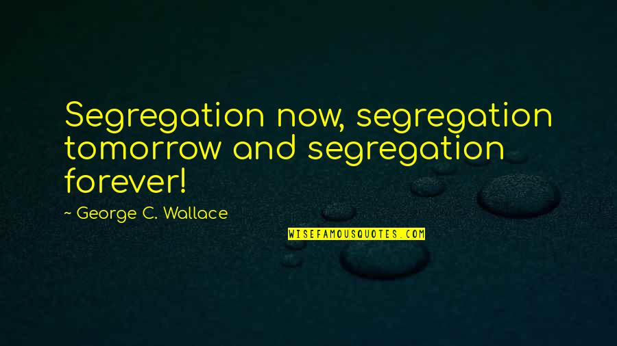 Segregation Quotes By George C. Wallace: Segregation now, segregation tomorrow and segregation forever! Segregation Quotes By George C. Wallace: Segregation now, segregation tomorrow and segregation forever!