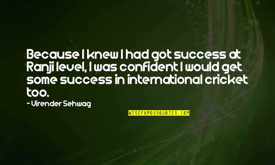 Sehwag's Quotes By Virender Sehwag: Because I knew I had got success at