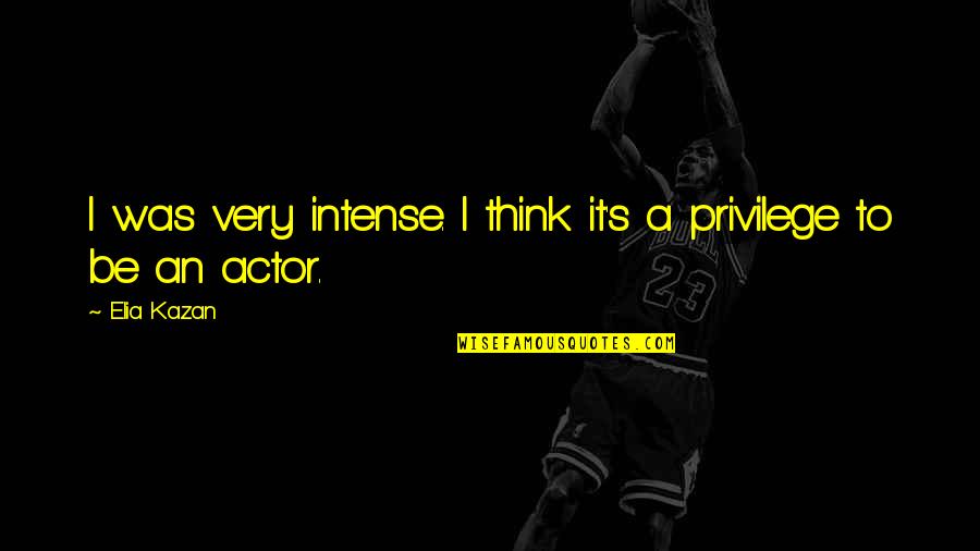 Seicht Gefurcht Quotes By Elia Kazan: I was very intense. I think it's a