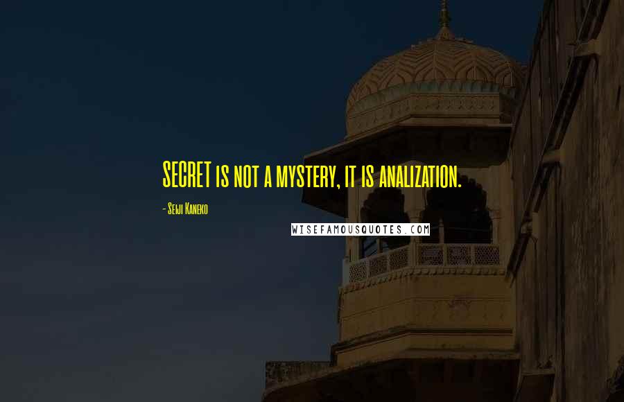Seiji Kaneko quotes: SECRET is not a mystery, it is analization. Seiji Kaneko quotes: SECRET is not a mystery, it is analization.