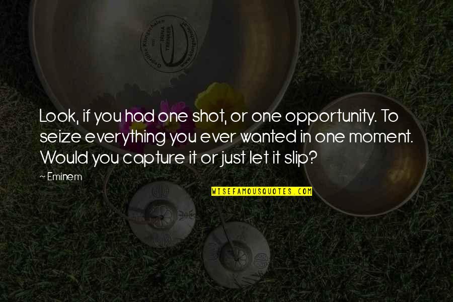 Seize Opportunity Quotes By Eminem: Look, if you had one shot, or one