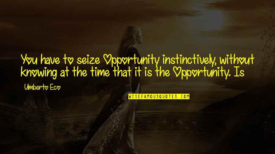 Seize Opportunity Quotes By Umberto Eco: You have to seize Opportunity instinctively, without knowing