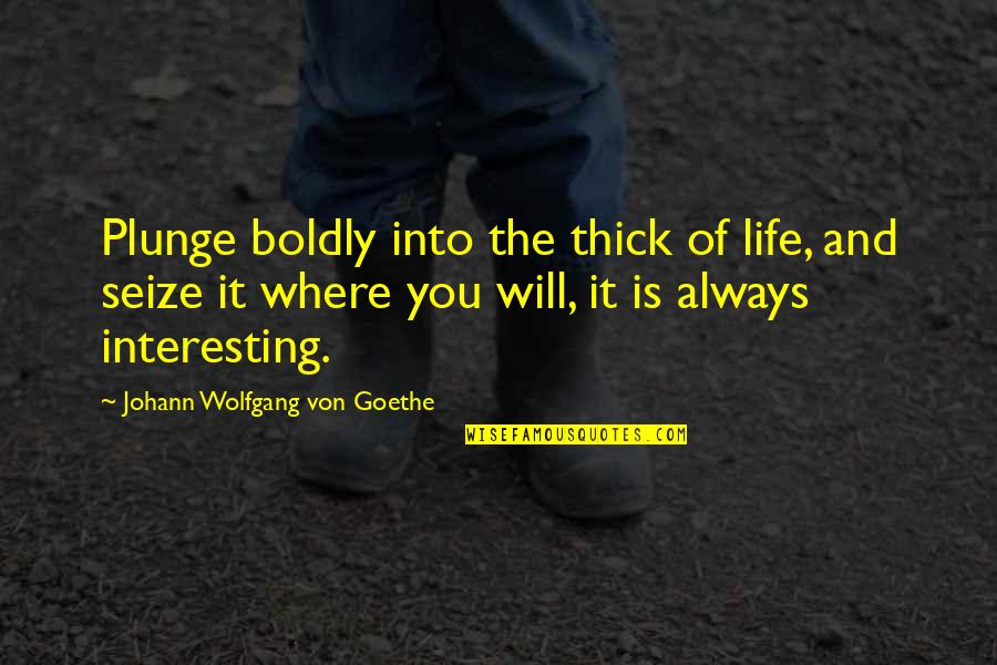 Seize Your Life Quotes By Johann Wolfgang Von Goethe: Plunge boldly into the thick of life, and