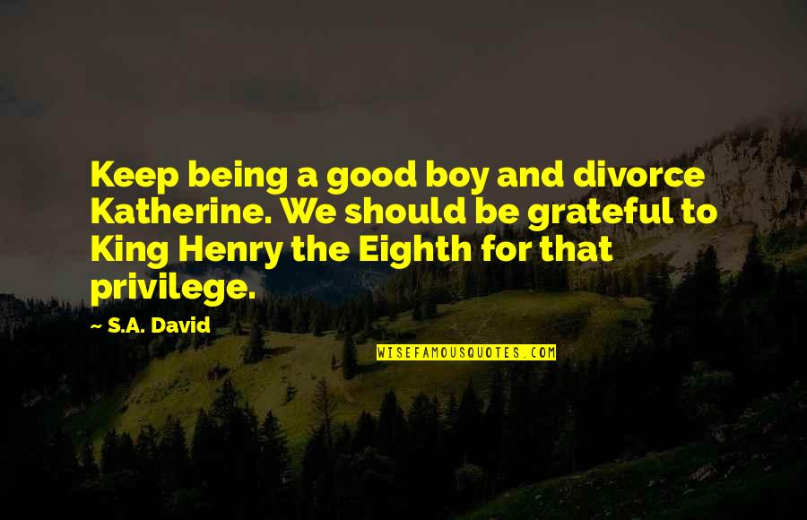 Sekai Seifuku Bouryaku No Zvezda Quotes By S.A. David: Keep being a good boy and divorce Katherine.