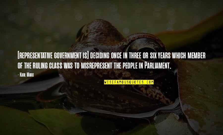 Selak Pintu Quotes By Karl Marx: [representative government is] deciding once in three or