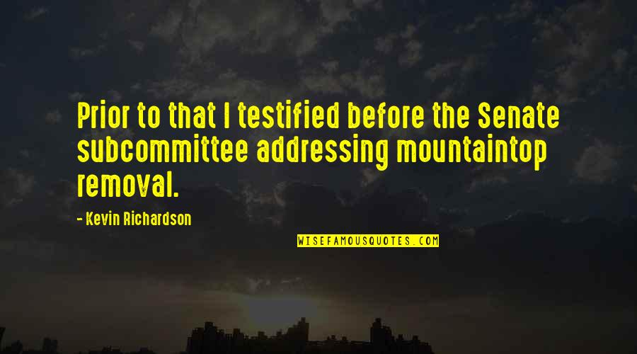 Selbie Arm Quotes By Kevin Richardson: Prior to that I testified before the Senate Selbie Arm Quotes By Kevin Richardson: Prior to that I testified before the Senate