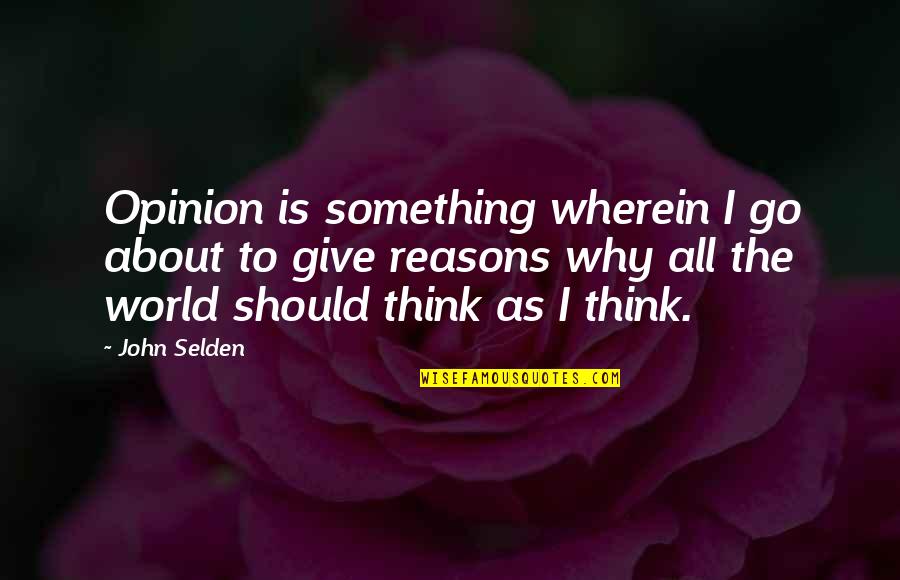 Selden's Quotes By John Selden: Opinion is something wherein I go about to