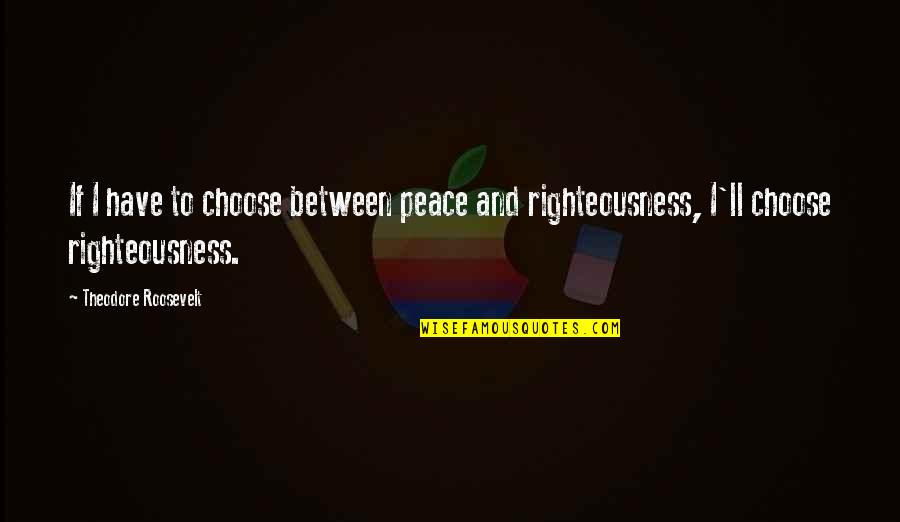 Selderey Quotes By Theodore Roosevelt: If I have to choose between peace and