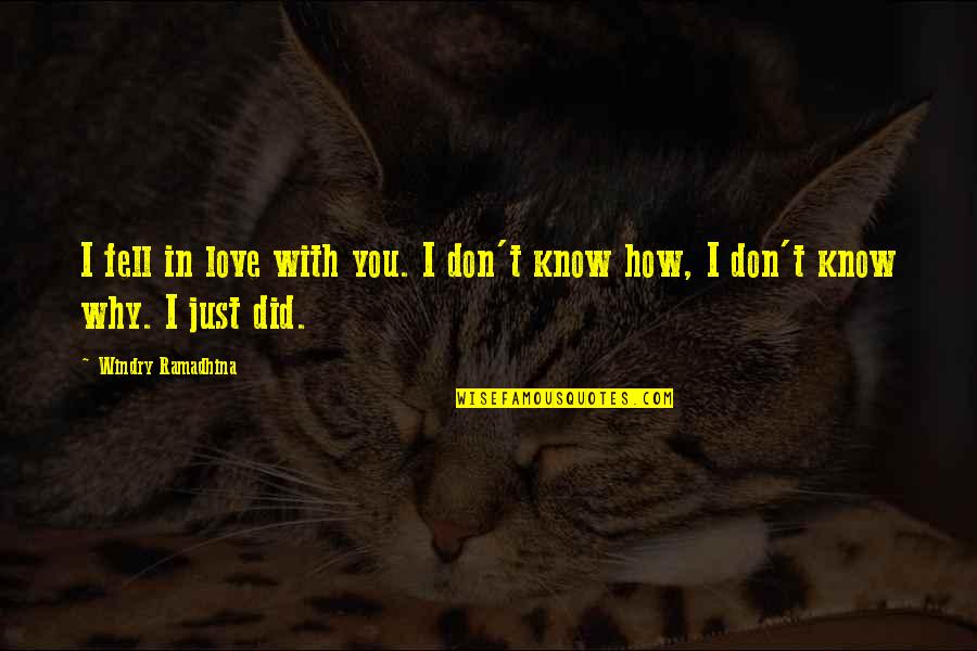Seleem Sayyar Quotes By Windry Ramadhina: I fell in love with you. I don't Seleem Sayyar Quotes By Windry Ramadhina: I fell in love with you. I don't