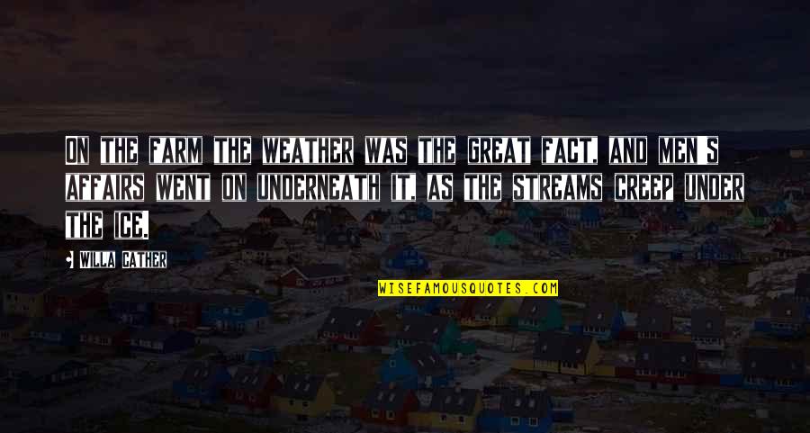 Selembar Itu Quotes By Willa Cather: On the farm the weather was the great Selembar Itu Quotes By Willa Cather: On the farm the weather was the great