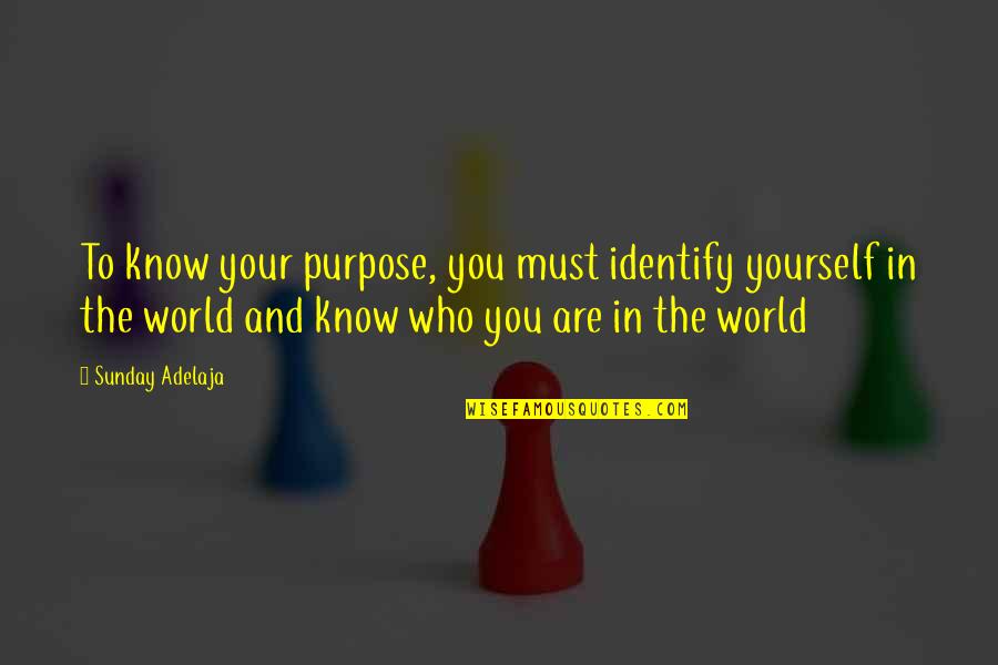 Self And Identity Quotes By Sunday Adelaja: To know your purpose, you must identify yourself