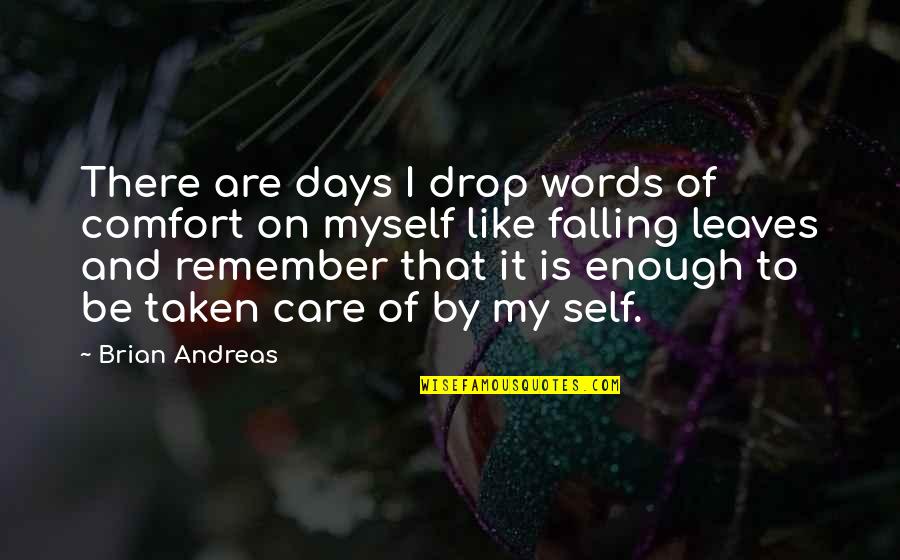 Self Care Quotes By Brian Andreas: There are days I drop words of comfort