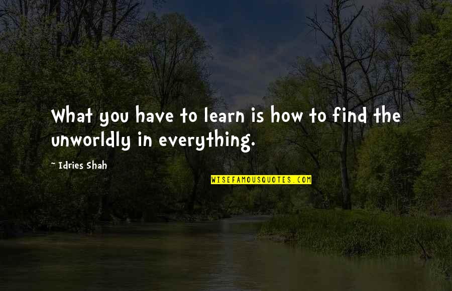 Self Cleanse Quotes By Idries Shah: What you have to learn is how to