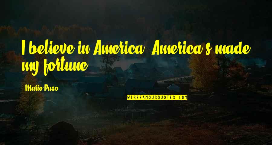 Self Composure Quotes By Mario Puzo: I believe in America. America's made my fortune.