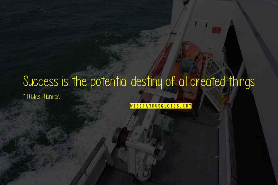 Self Created Quotes By Myles Munroe: Success is the potential destiny of all created