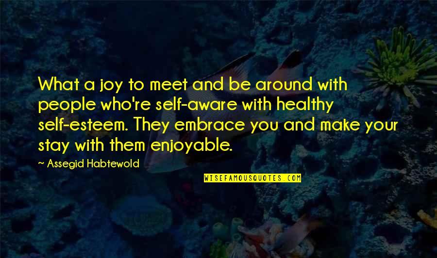 Self Embrace Quotes By Assegid Habtewold: What a joy to meet and be around