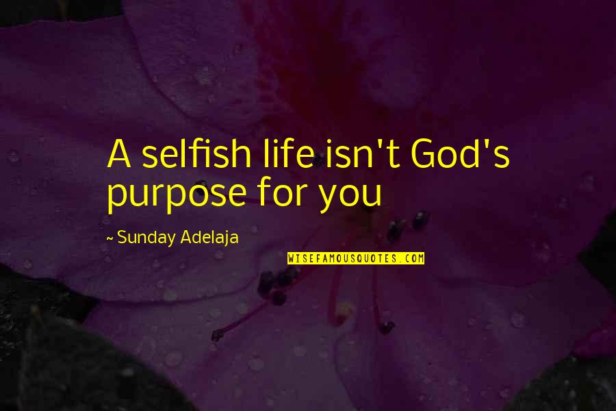 Self Employment Quotes By Sunday Adelaja: A selfish life isn't God's purpose for you