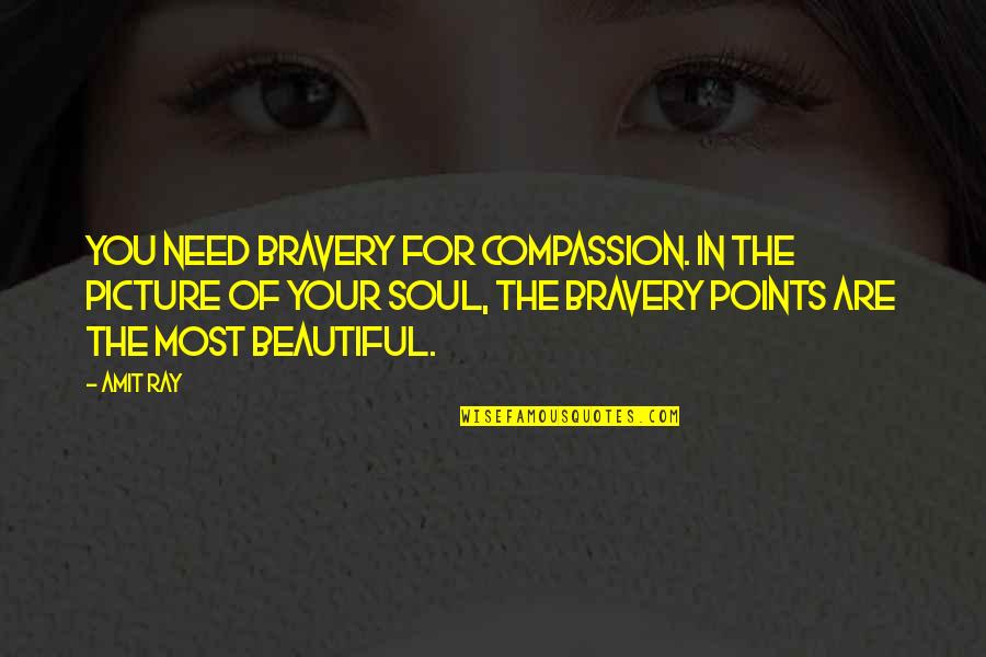 Self Esteem And Beauty Quotes By Amit Ray: You need bravery for compassion. In the picture