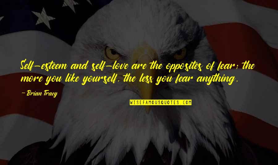 Self Esteem And Love Quotes By Brian Tracy: Self-esteem and self-love are the opposites of fear; Self Esteem And Love Quotes By Brian Tracy: Self-esteem and self-love are the opposites of fear;