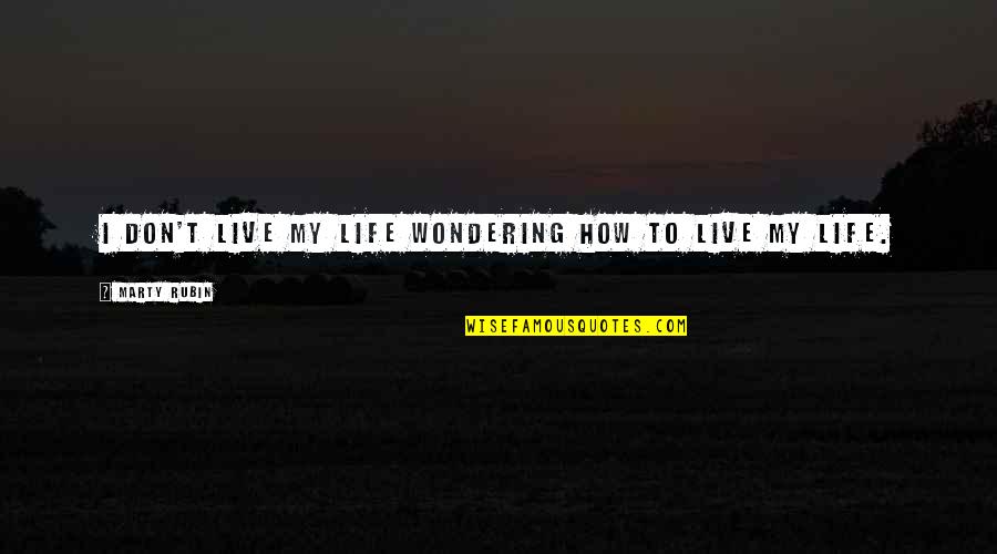Self Examination Quotes By Marty Rubin: I don't live my life wondering how to Self Examination Quotes By Marty Rubin: I don't live my life wondering how to
