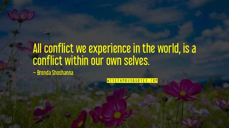 Self Experience Quotes By Brenda Shoshanna: All conflict we experience in the world, is