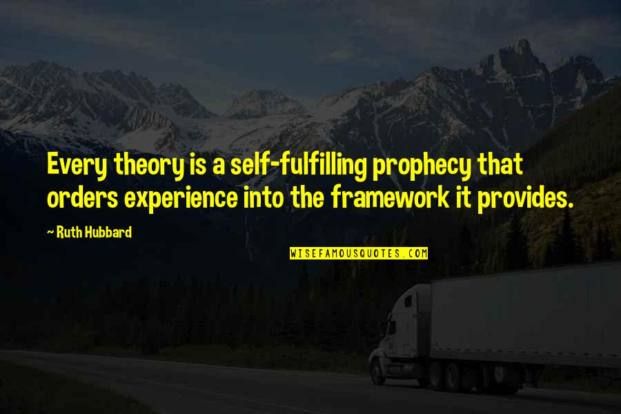 Self Fulfilling Prophecy Quotes By Ruth Hubbard: Every theory is a self-fulfilling prophecy that orders Self Fulfilling Prophecy Quotes By Ruth Hubbard: Every theory is a self-fulfilling prophecy that orders