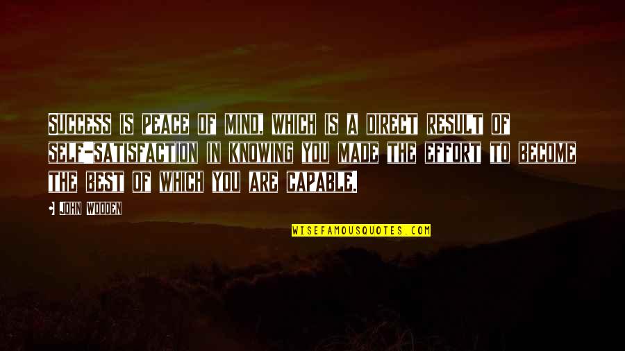 Self Made Success Quotes By John Wooden: Success is peace of mind, which is a