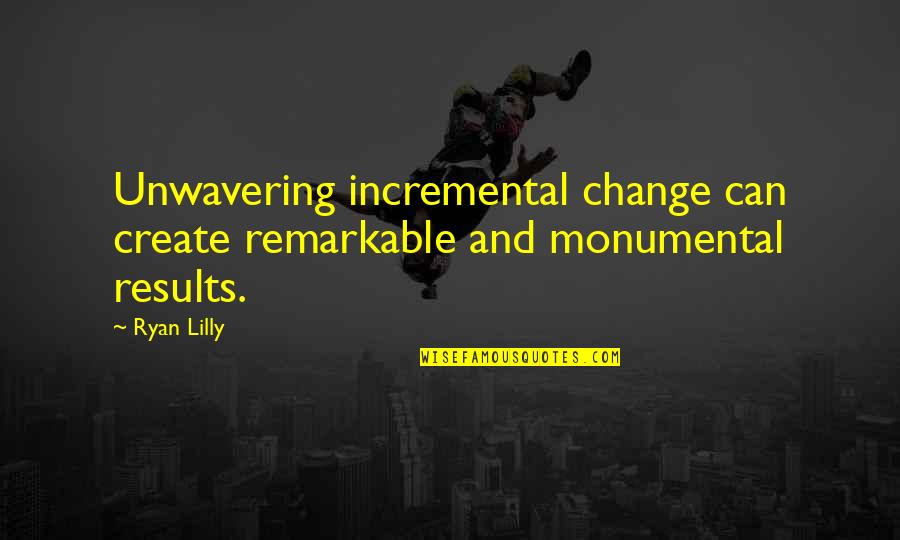 Self Motivational Quotes Quotes By Ryan Lilly: Unwavering incremental change can create remarkable and monumental