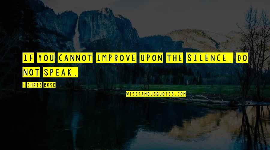 Self Obsessed Attitude Quotes By Chris Rose: If you cannot improve upon the silence, do