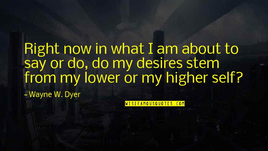 Self Of Stem Quotes By Wayne W. Dyer: Right now in what I am about to Self Of Stem Quotes By Wayne W. Dyer: Right now in what I am about to