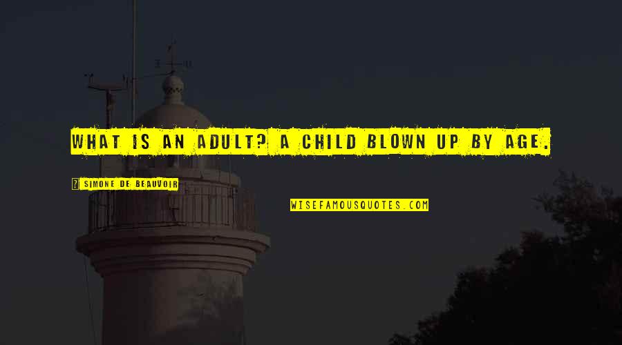 Self Oriented Quotes By Simone De Beauvoir: What is an adult? A child blown up