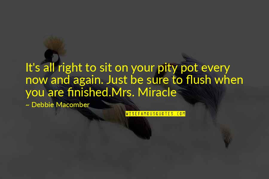 Self Pity Quotes By Debbie Macomber: It's all right to sit on your pity