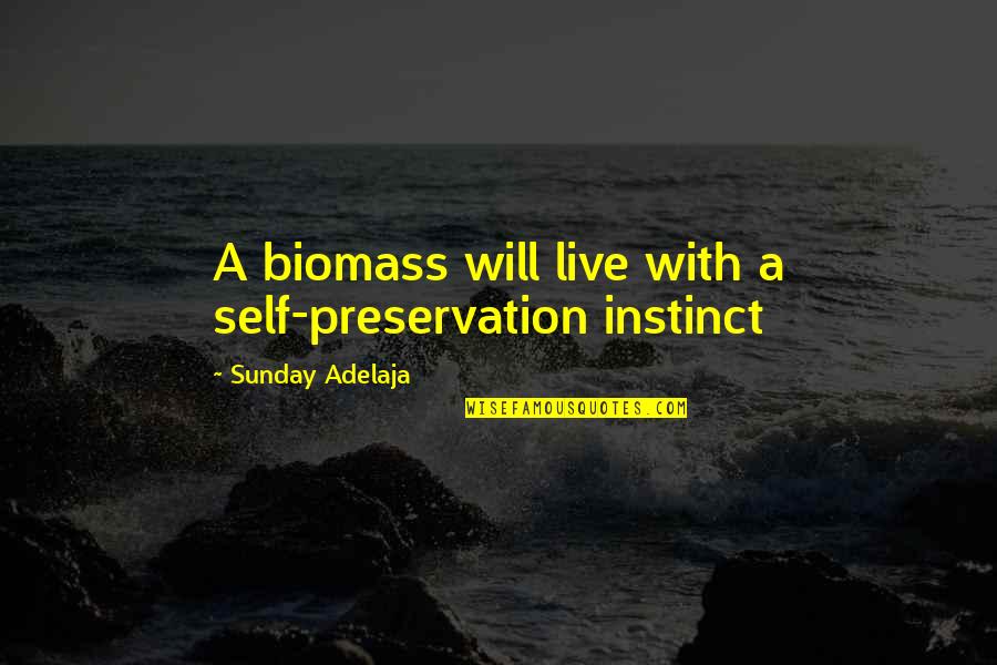 Self Preservation Instinct Quotes By Sunday Adelaja: A biomass will live with a self-preservation instinct