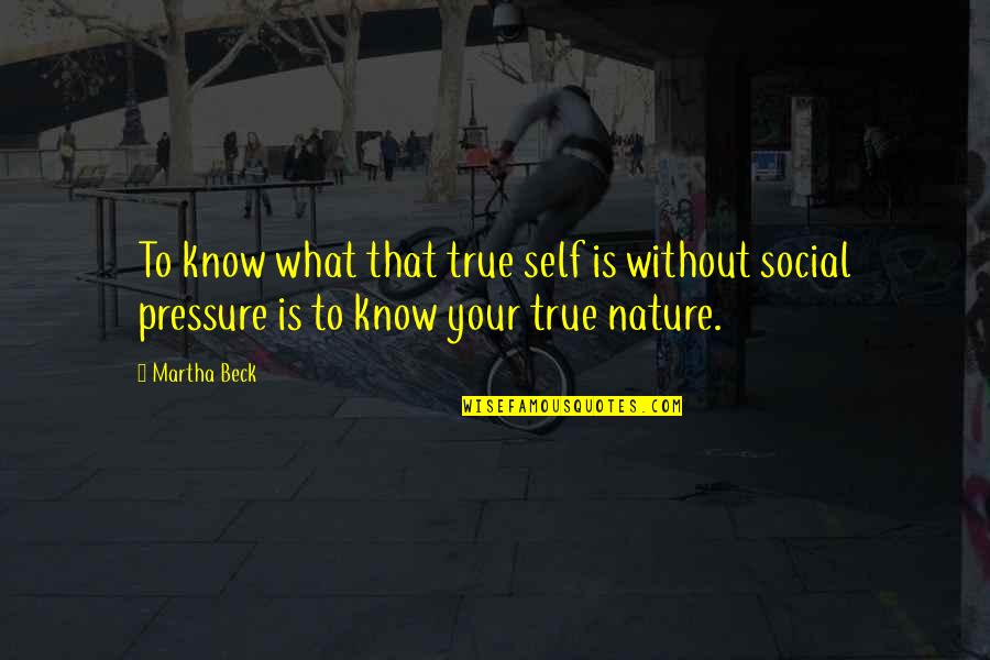 Self Pressure Quotes By Martha Beck: To know what that true self is without