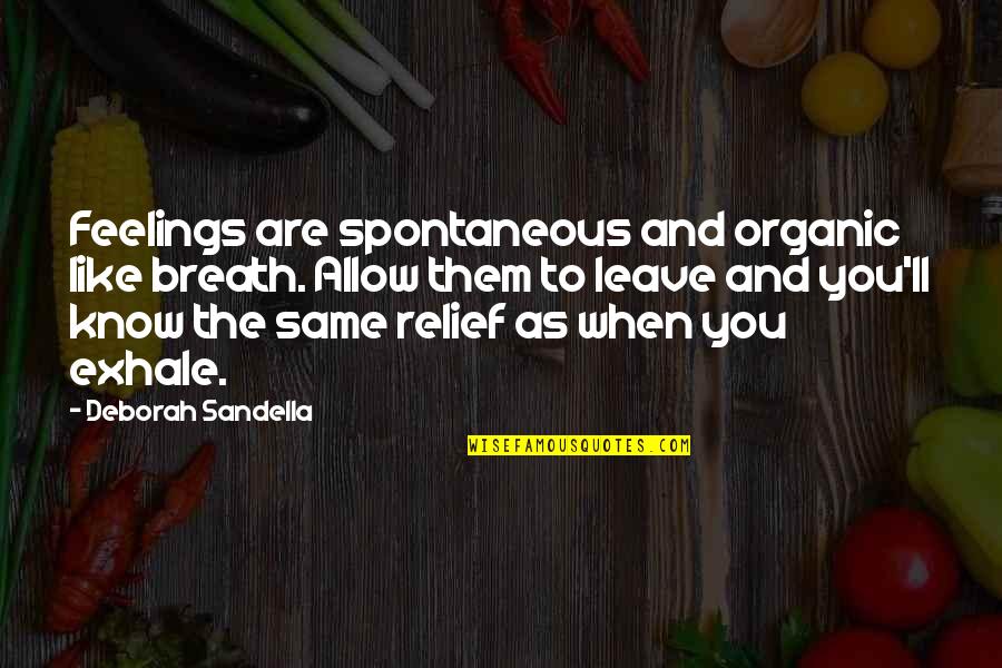 Self Quotes And Quotes By Deborah Sandella: Feelings are spontaneous and organic like breath. Allow