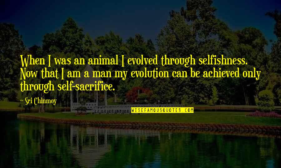 Self Sacrifice Quotes By Sri Chinmoy: When I was an animal I evolved through
