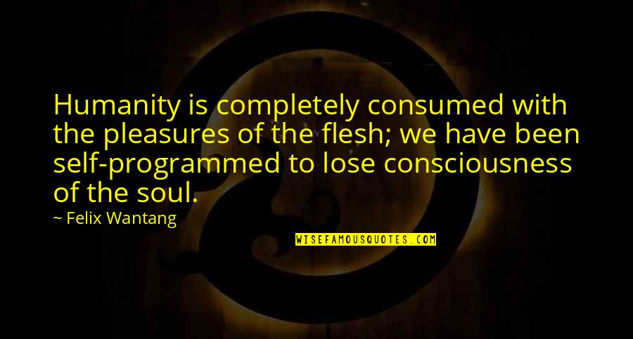 Self Salvation Quotes By Felix Wantang: Humanity is completely consumed with the pleasures of