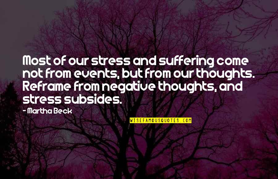 Self Suffering Quotes By Martha Beck: Most of our stress and suffering come not